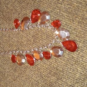 Red necklace understatement beautiful reflective red and silver necklace and sét